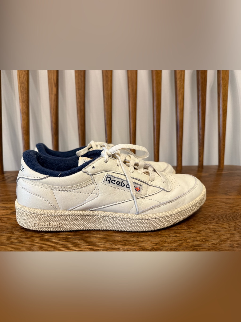 Reebok Club C 85 Vintage Sneakers White Navy Blue Men's Size 9.5